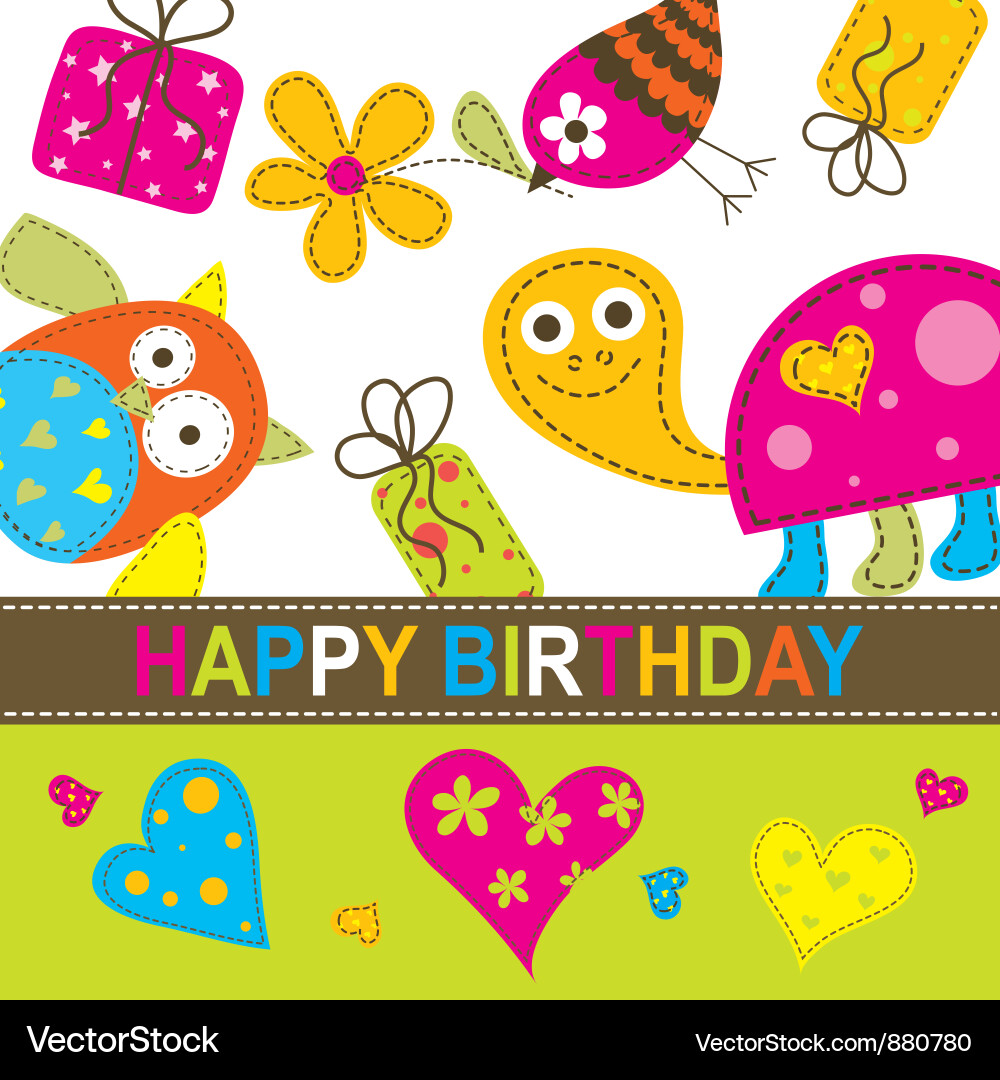 Colorful Birthday Card Vector Image