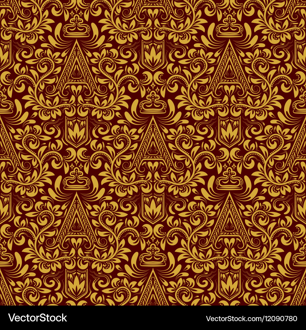 Damask seamless pattern repeating background gold Vector Image