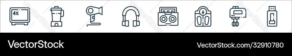 Electronic devices line icons linear set quality Electronic devices line icons linear set quality vector image