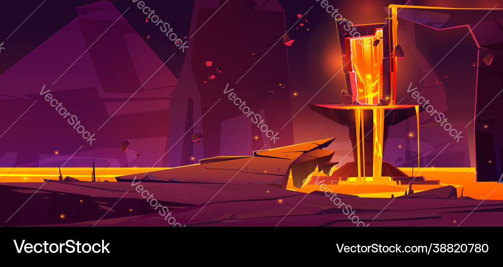 Fantasy landscape with lava and magic portal Fantasy landscape with lava and magic portal vector image