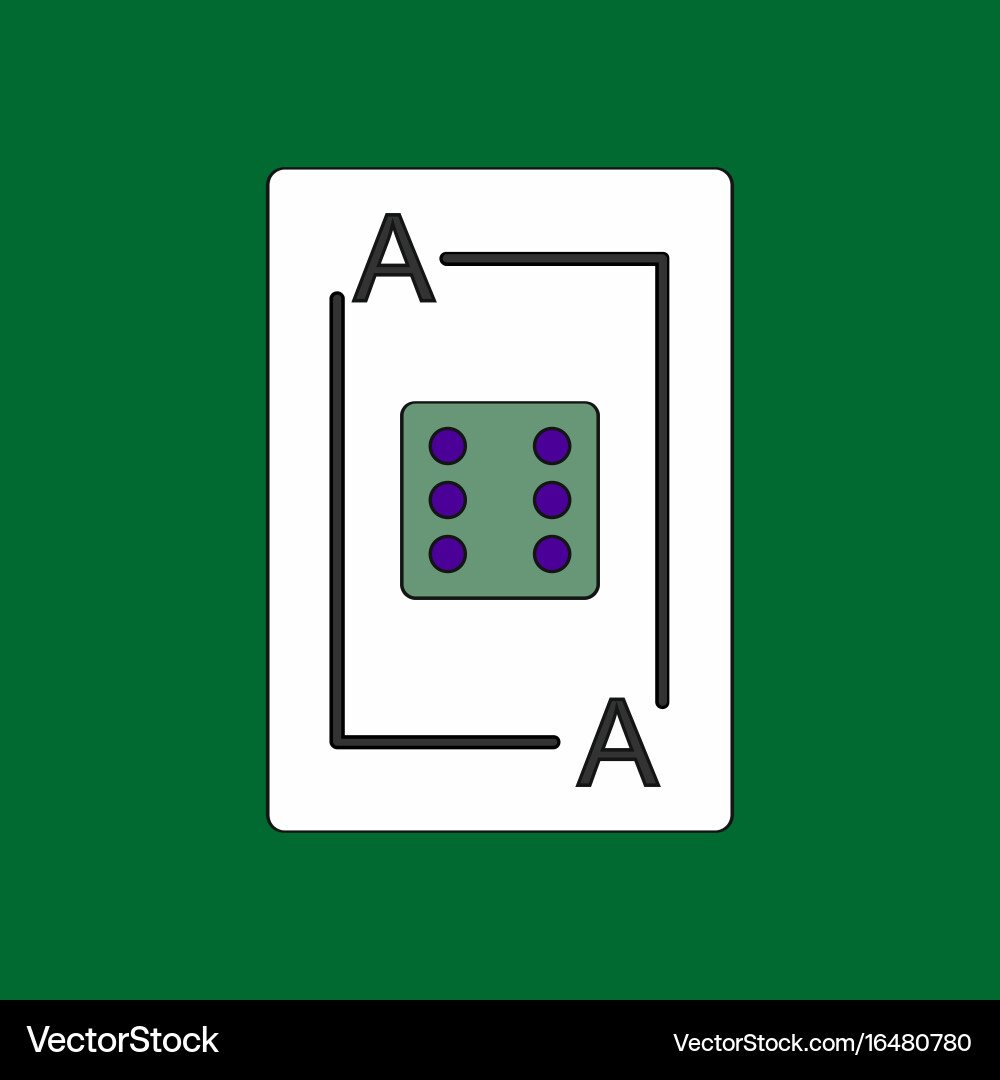 Flat icon design collection dice on playing card vector image