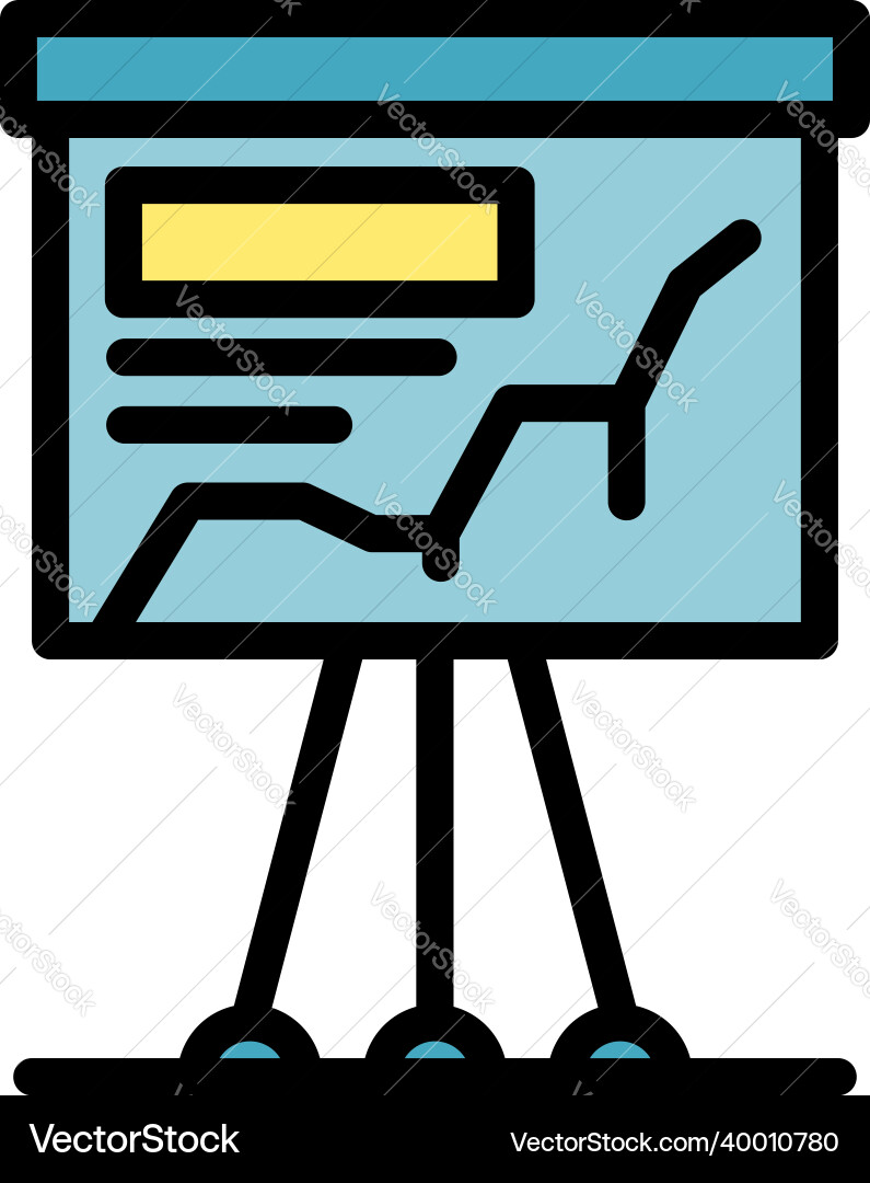 Flip chart and graph icon color outline Flip chart and graph icon color outline vector image