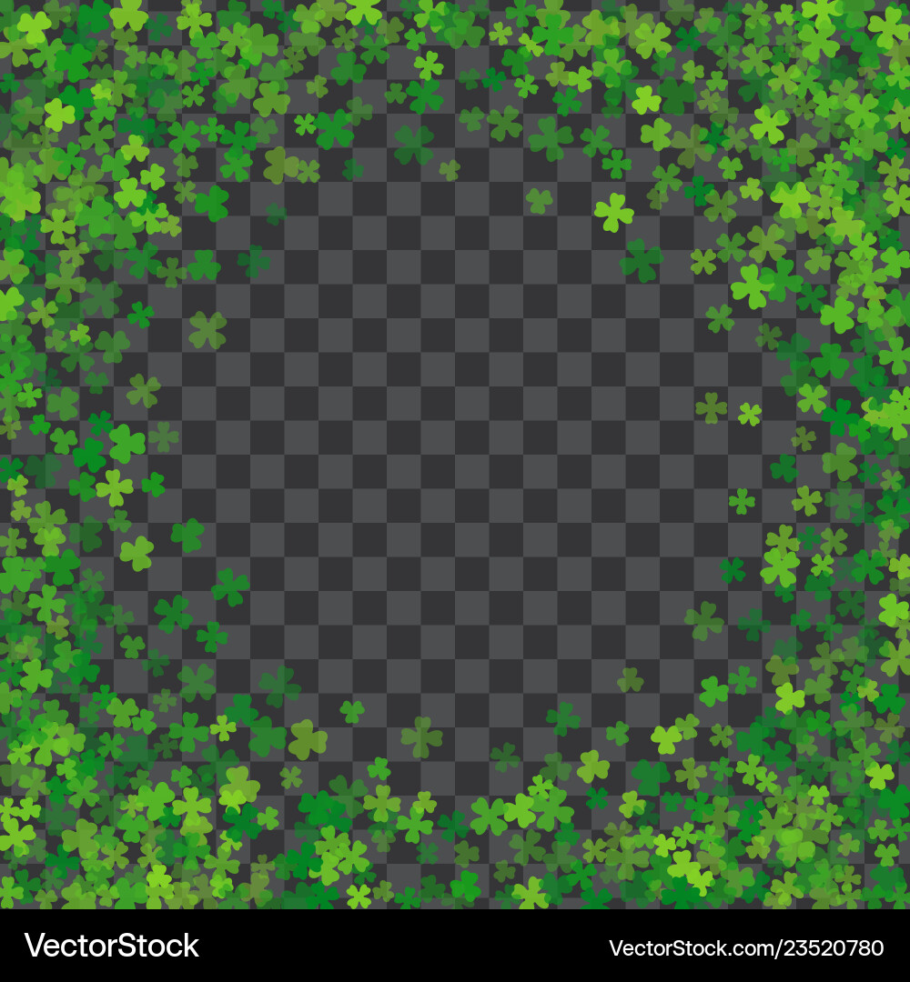 Frame or border of random scatter clover leaves Frame or border of random scatter clover leaves vector image