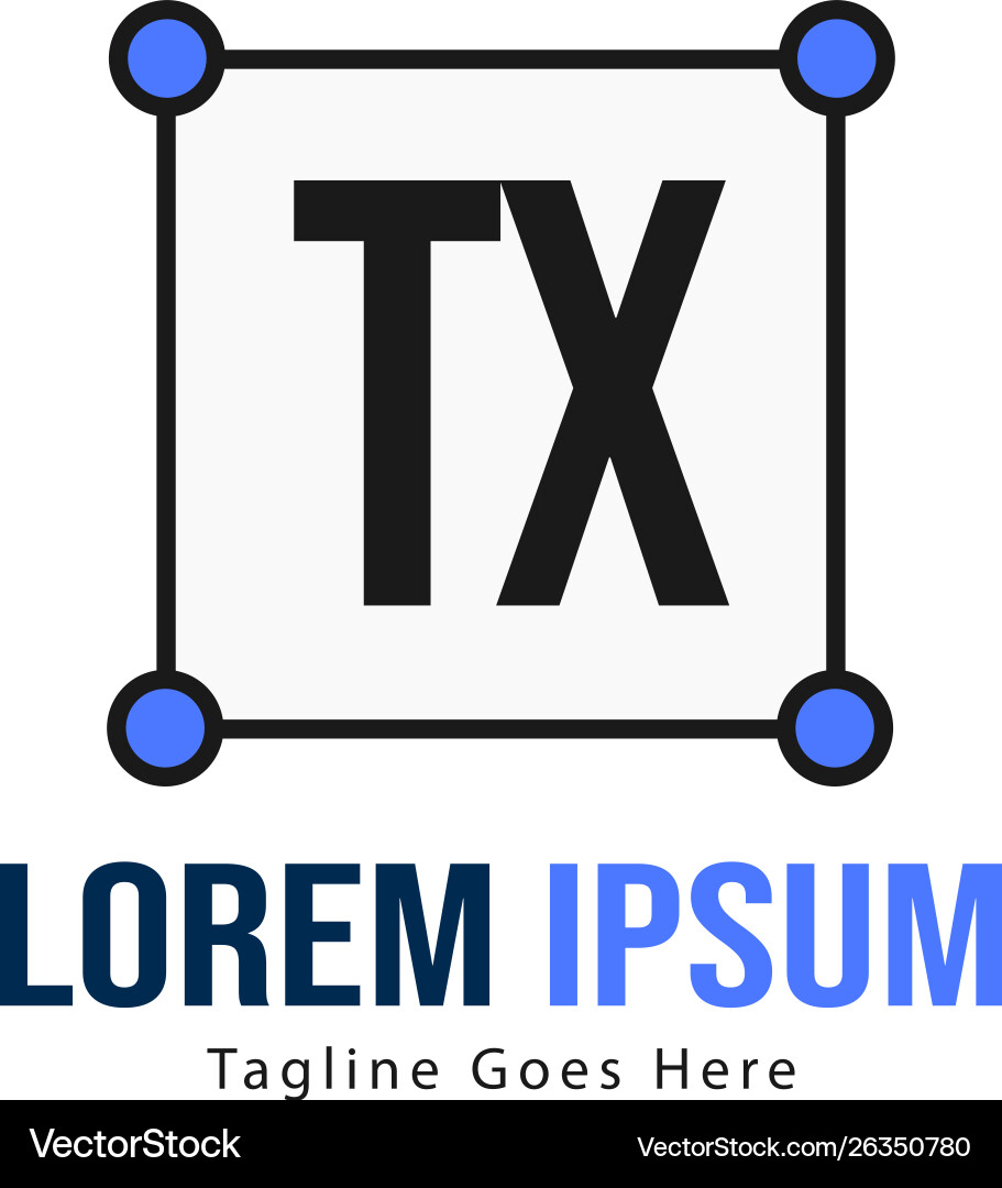 Initial tx logo template with modern frame Initial tx logo template with modern frame vector image