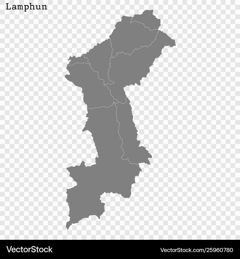 Lamphun Province Map - Thailand Vector Image