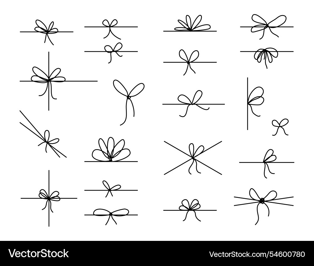 Line bows on ribbon bow string set for box Line bows on ribbon bow string set for box vector image