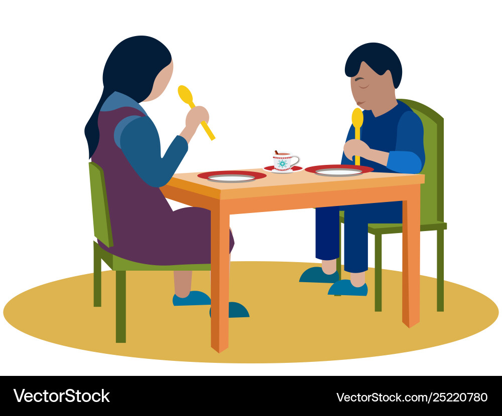 Lunch in kindergarten children eat food Lunch in kindergarten children eat food vector image