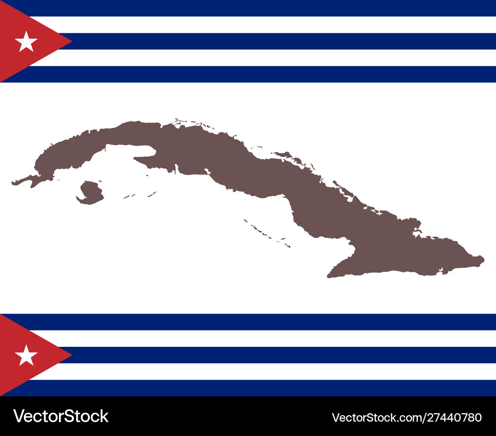 Map cuba on background with flag Vector Image
