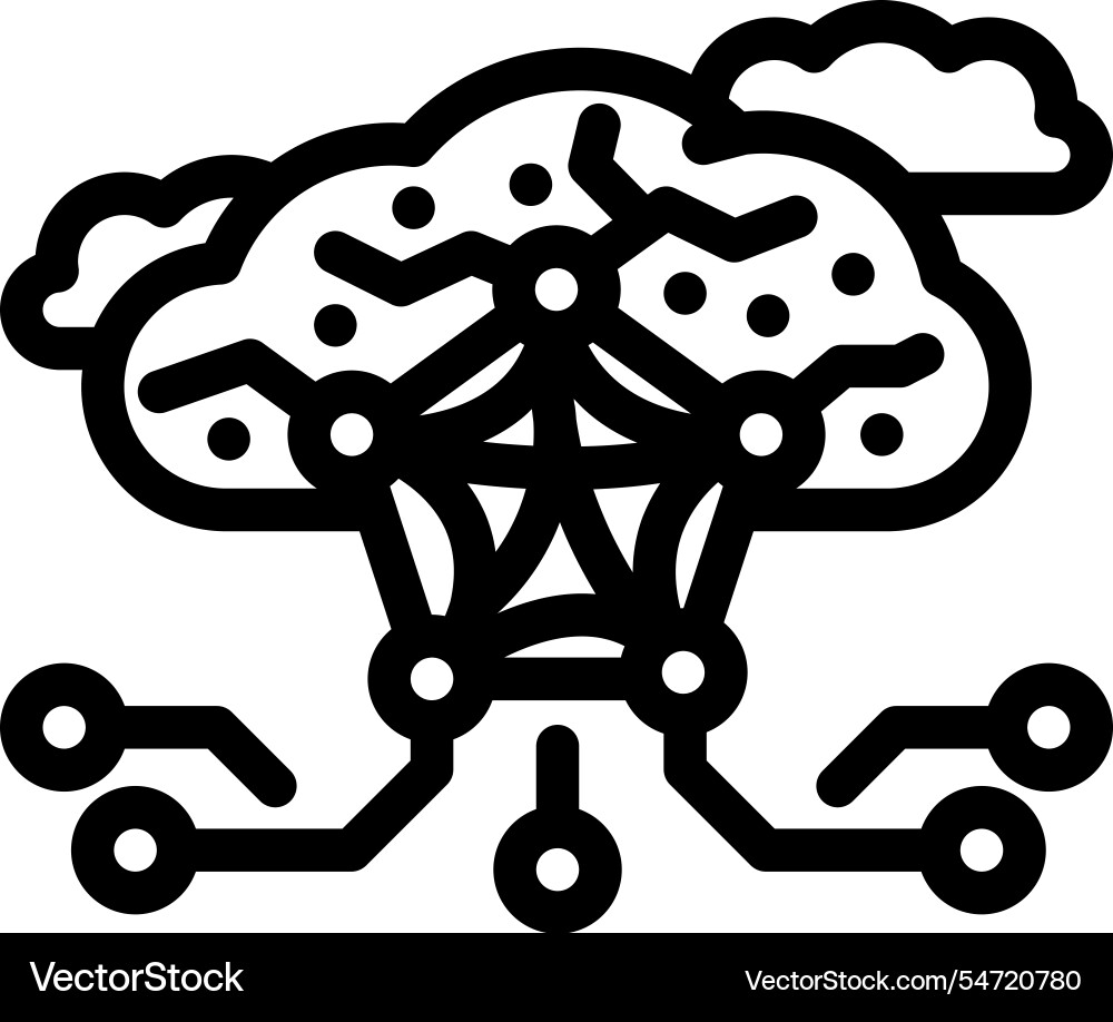 Network nodes cloud computing line icon Network nodes cloud computing line icon vector image