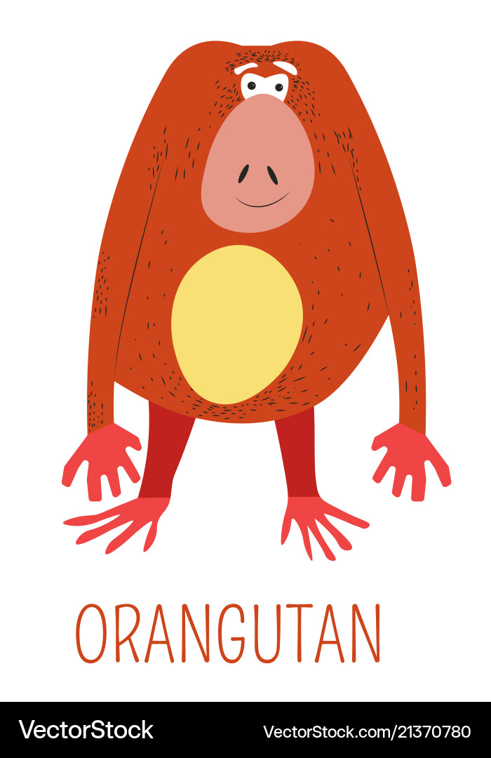 Orangutan ginger monkey childish book character Orangutan ginger monkey childish book character vector image