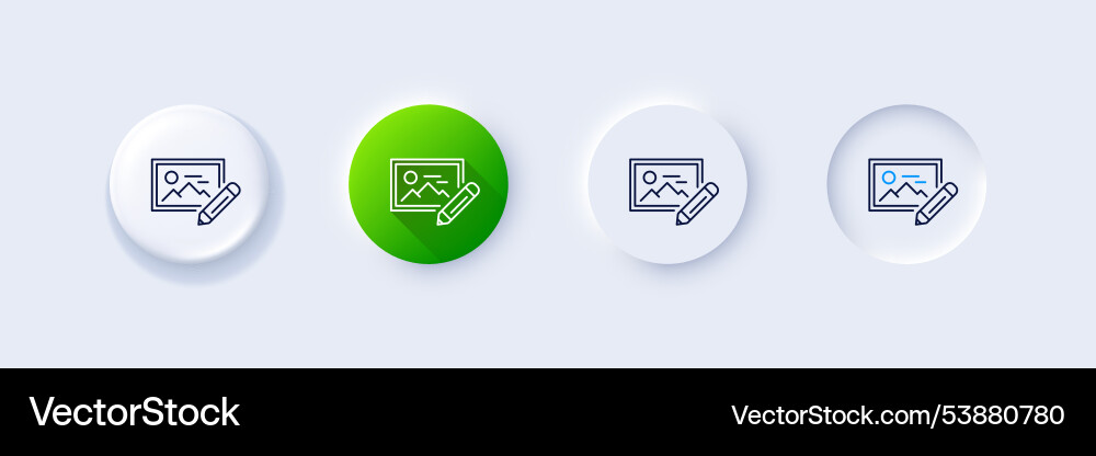 Photo edit line icon image thumbnail with pencil Photo edit line icon image thumbnail with pencil vector image