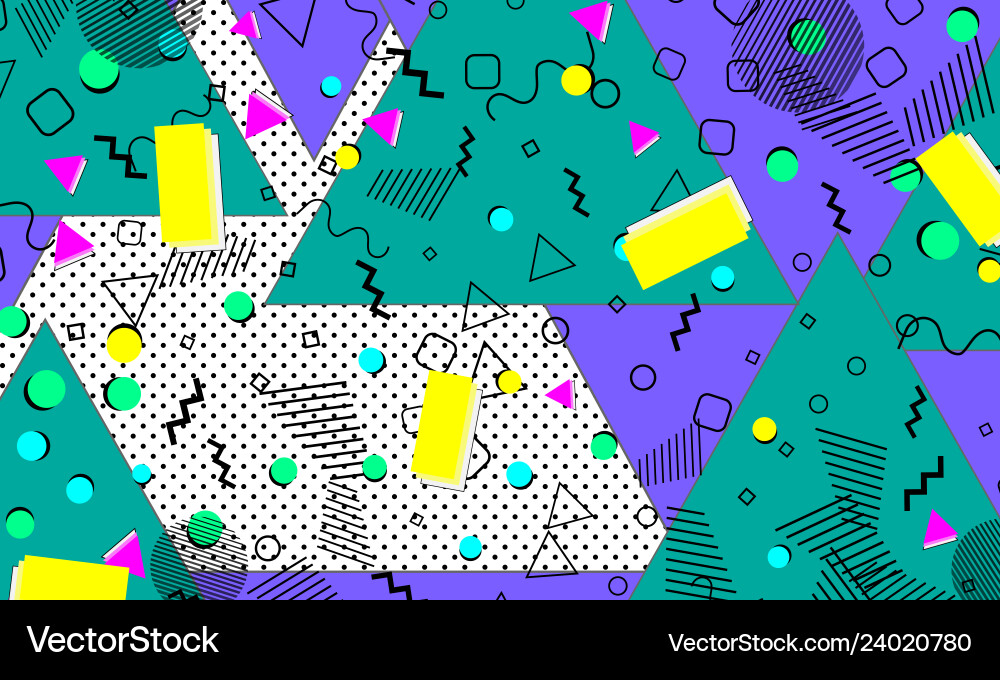 Pop art color background memphis pattern vector image