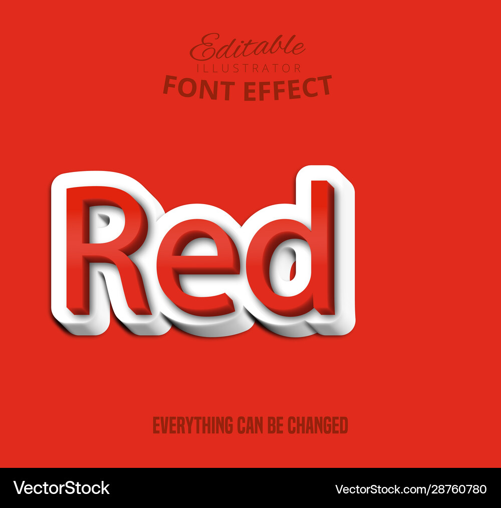 Red text editable font effect vector image