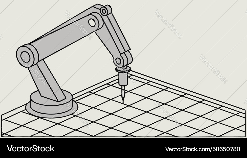 Robotic arm with grid for 3d printing design Vector Image