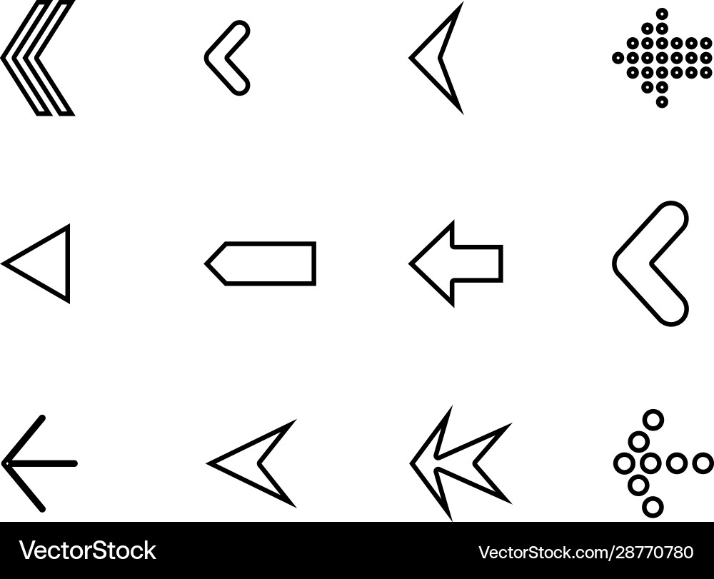 Set different designed arrows simple black Set different designed arrows simple black vector image
