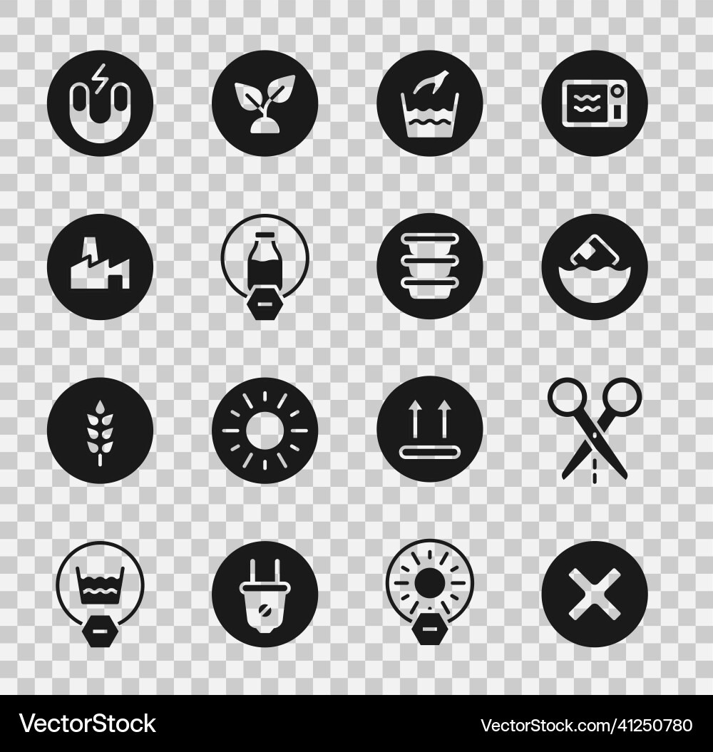 Set x mark cross in circle scissors with cut Set x mark cross in circle scissors with cut vector image