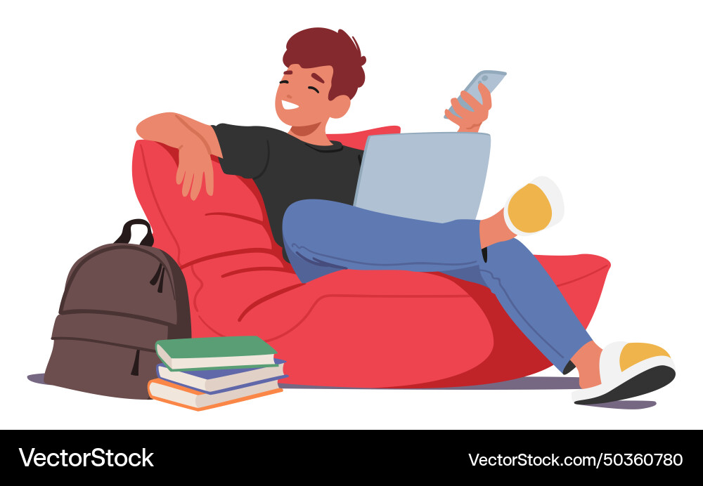 Student Using Tech for Learning vector image