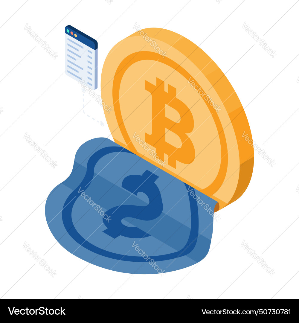 Bitcoin Transition: Dollar to Crypto Vector Image