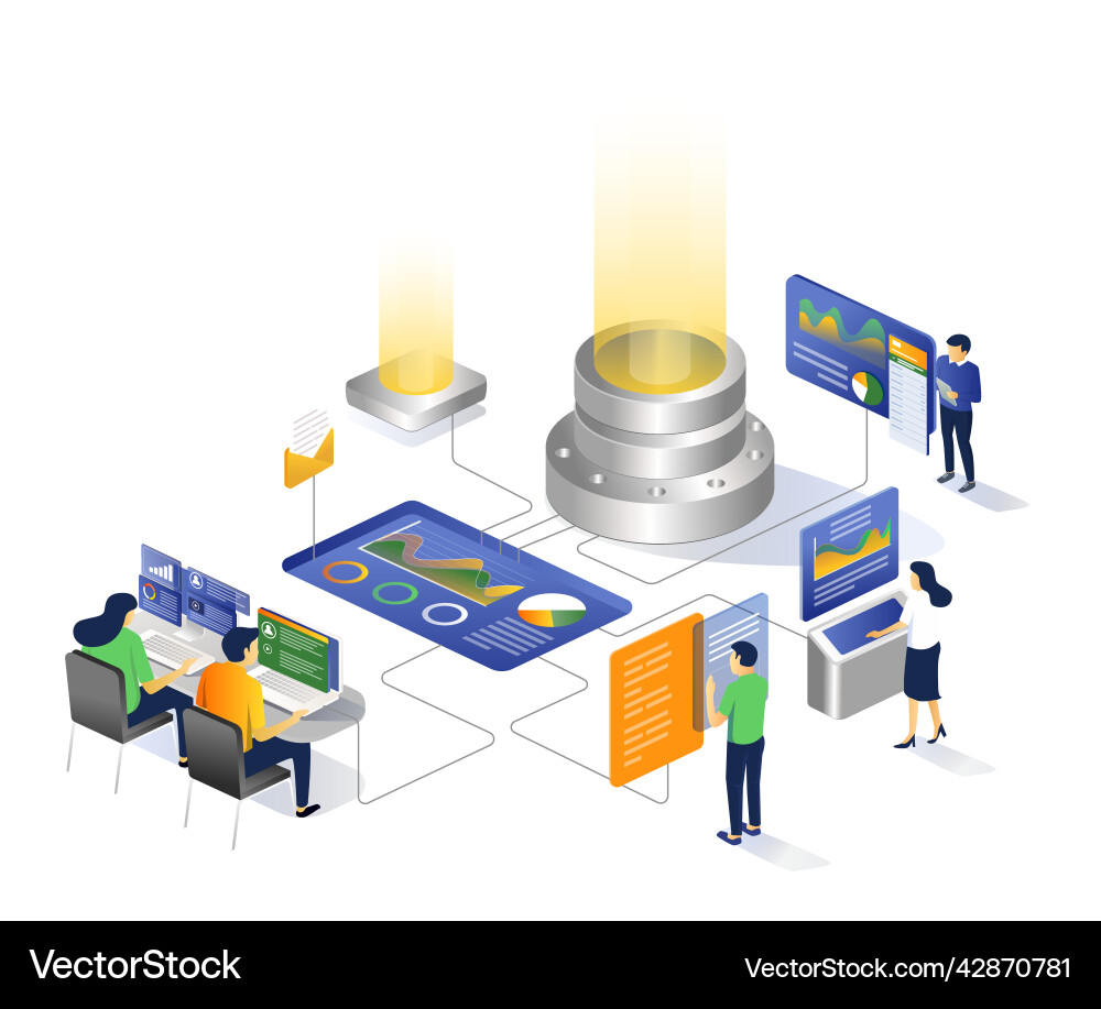 Central server computer analytics network Central server computer analytics network Vector Image