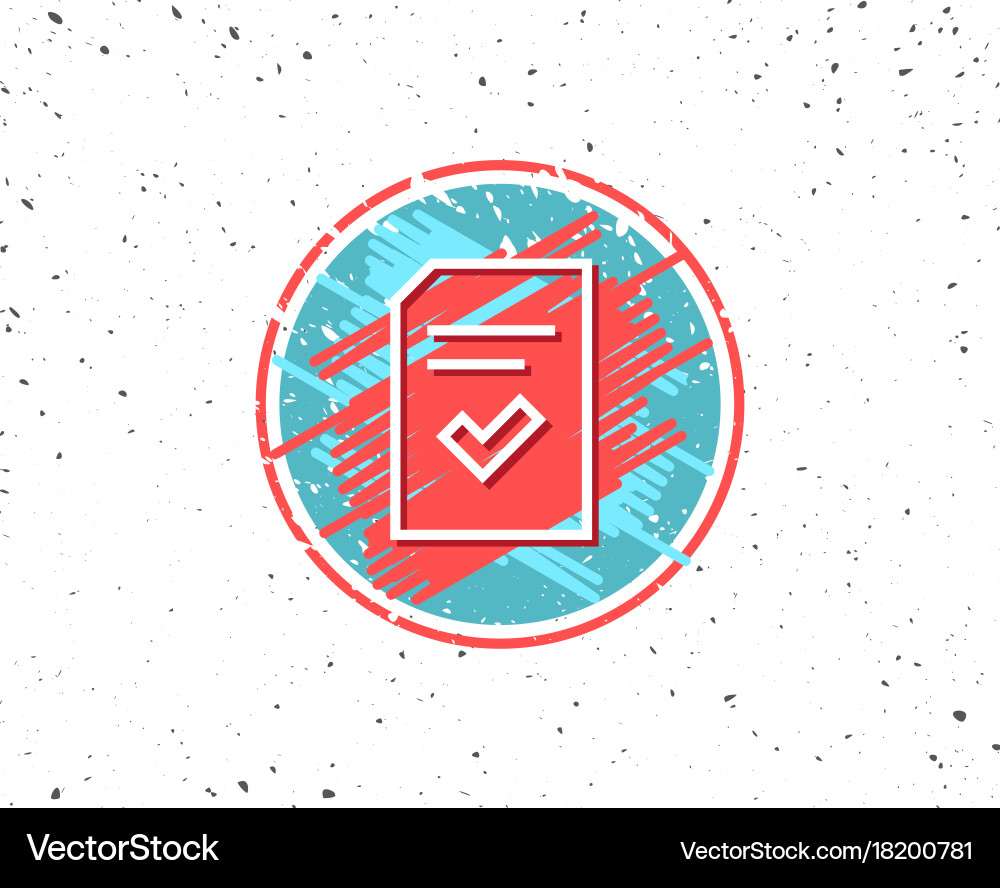 Checked document line icon file sign vector image