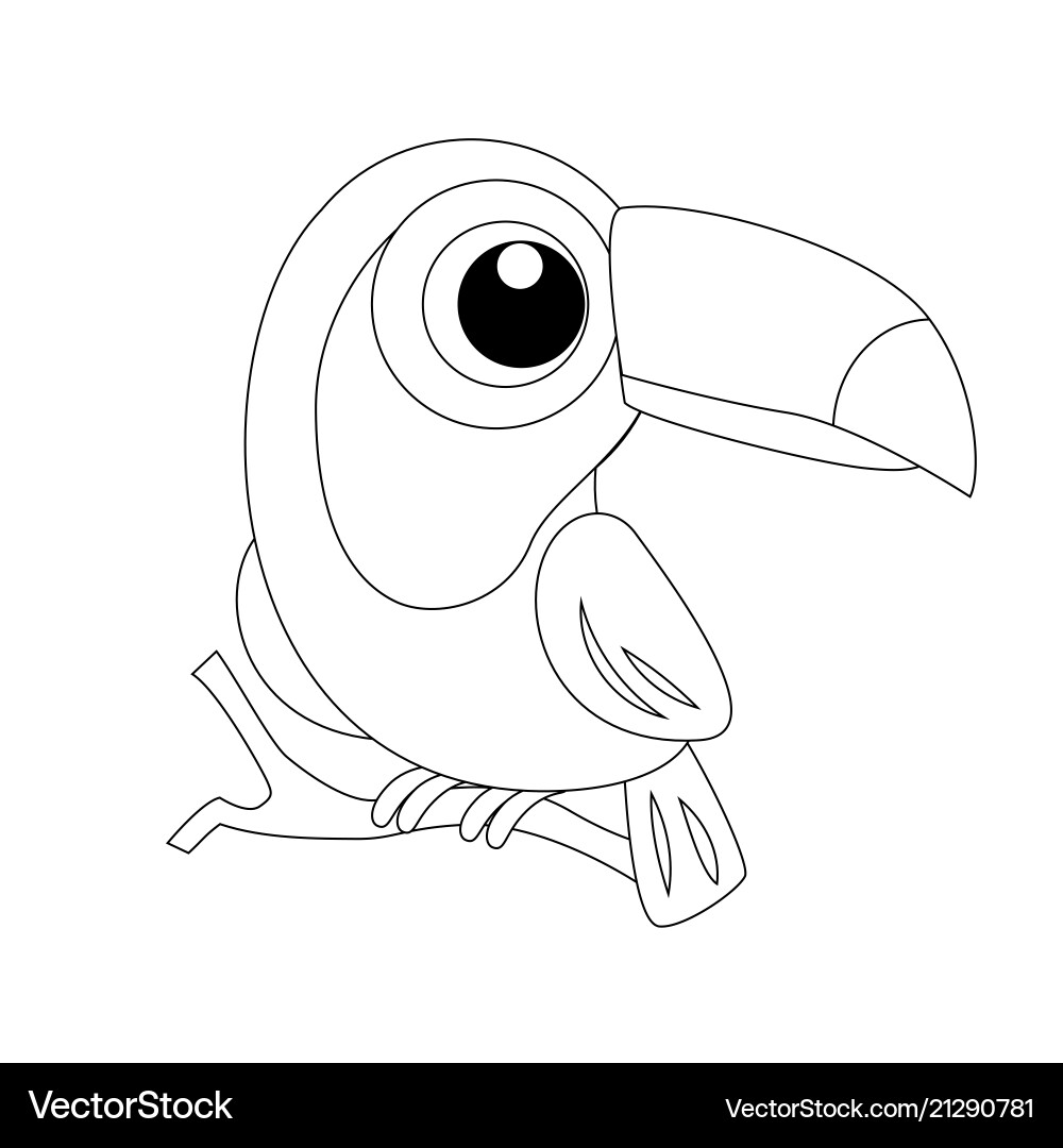 Colorless funny cartoon toucan Colorless funny cartoon toucan vector image