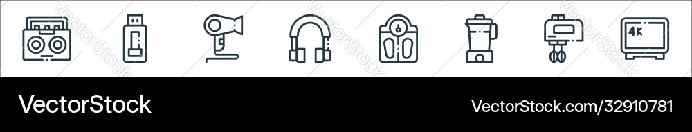 Electronic devices line icons linear set quality Electronic devices line icons linear set quality vector image