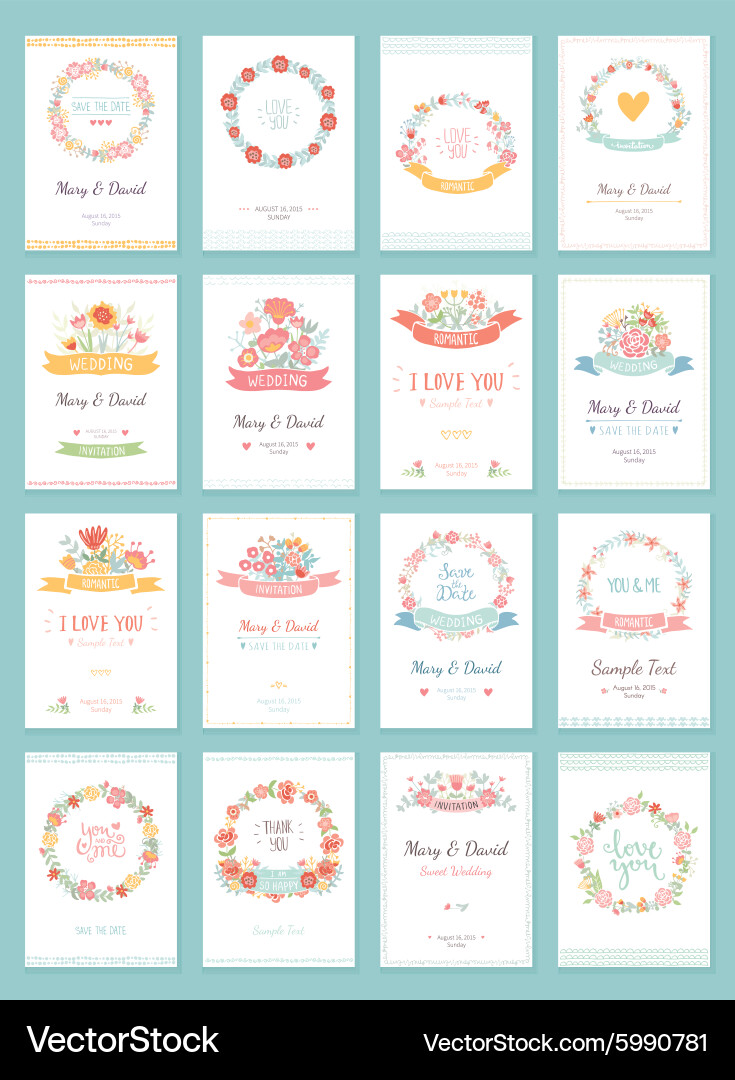 Floral Wedding Cards - Vintage Style Vector Image