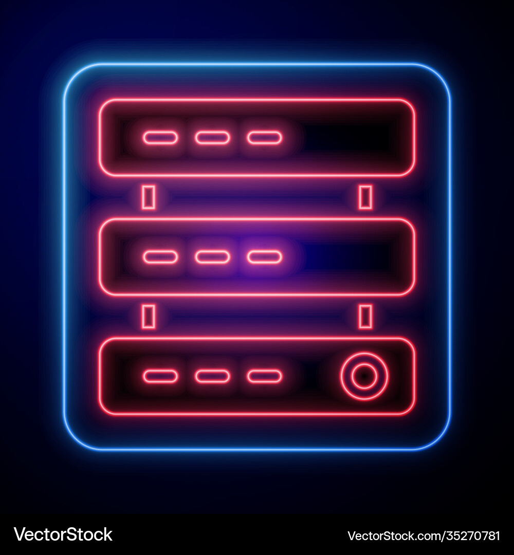 Glowing neon server data web hosting icon Glowing neon server data web hosting icon vector image