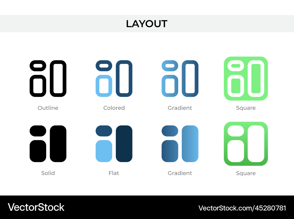 Layout icon in different style icons Layout icon in different style icons vector image
