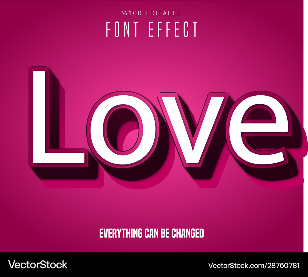 Love text editable font effect Vector Image