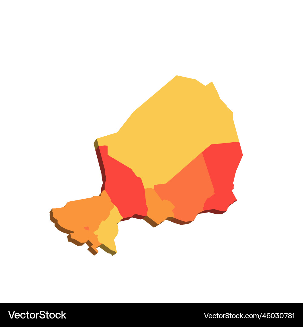 Niger political map of administrative divisions Niger political map of administrative divisions vector image