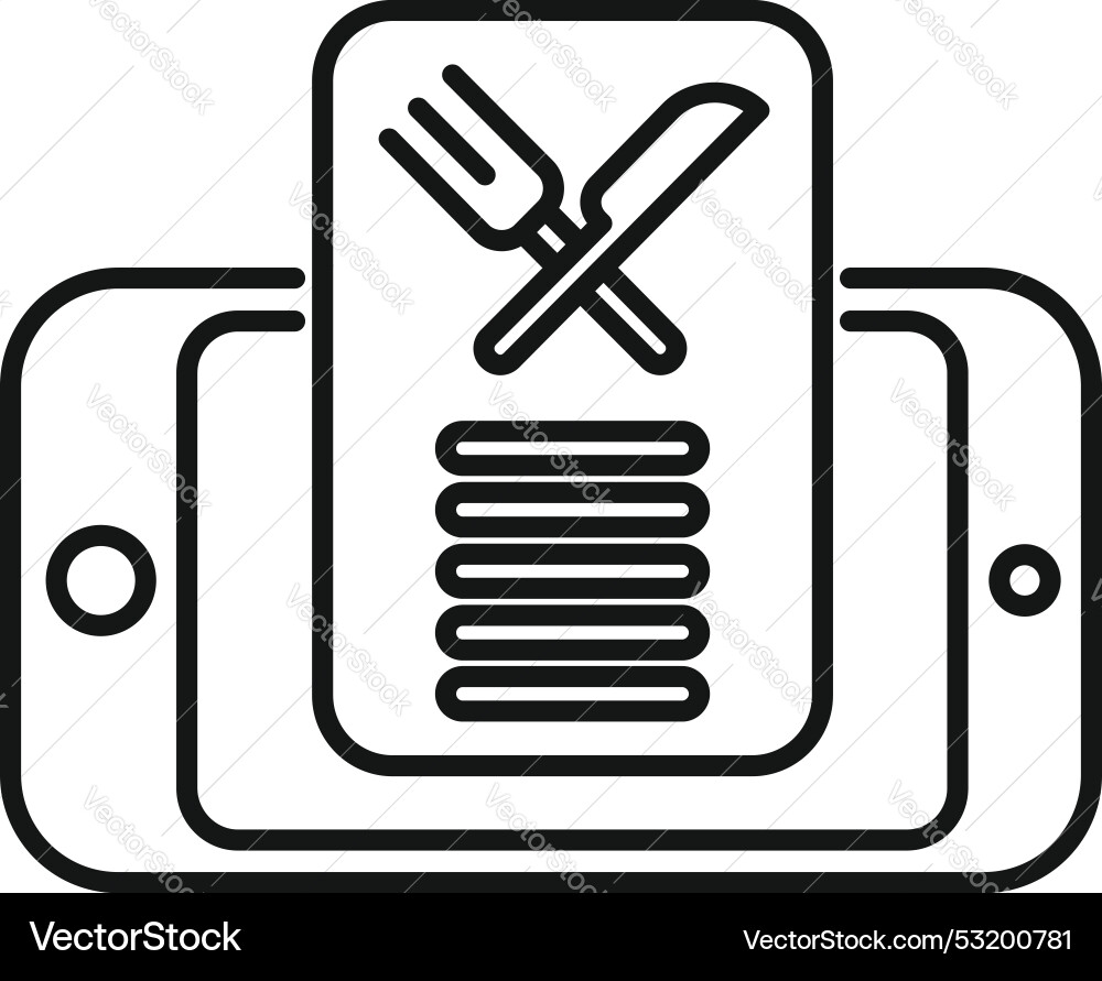 Online food order using mobile app with list Vector Image