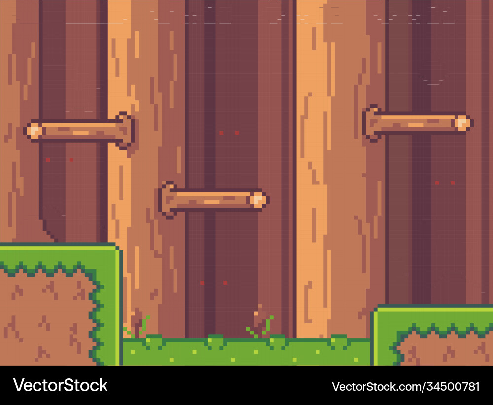 Pixel art game background with grass plarforms Pixel art game background with grass plarforms vector image