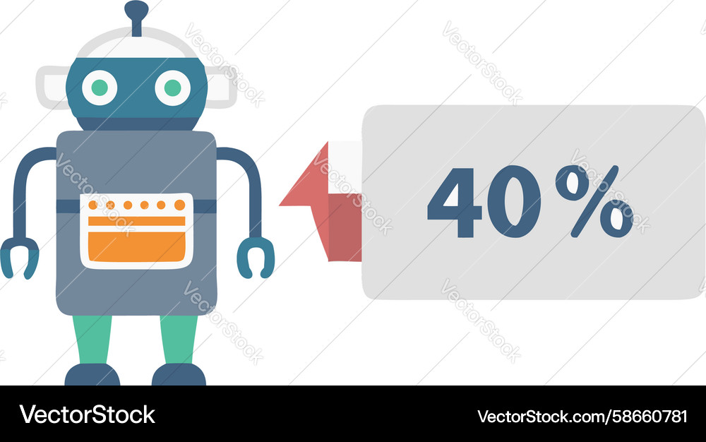 Robot with percentage based performance Vector Image