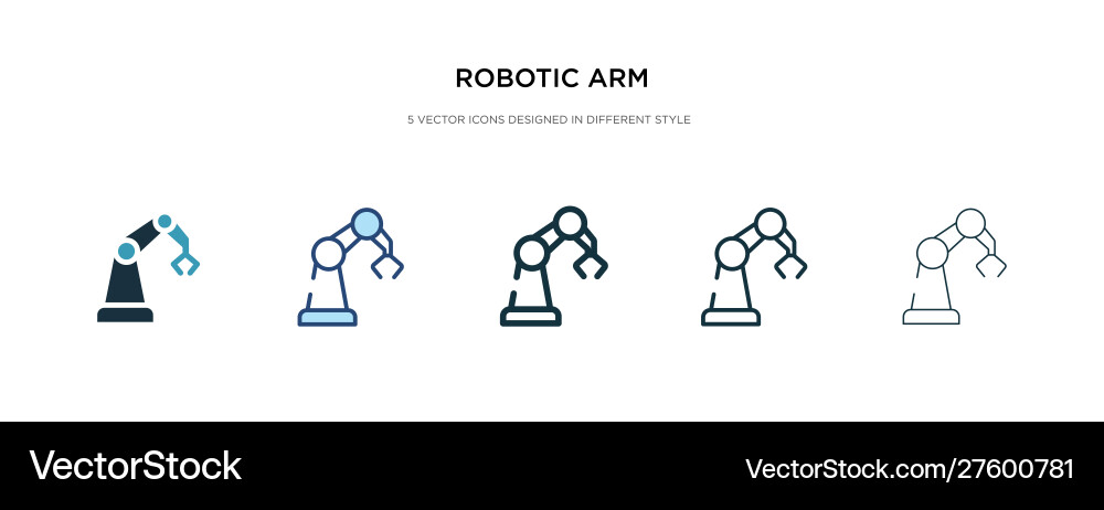 Robotic arm icon in different style two colored Robotic arm icon in different style two colored vector image