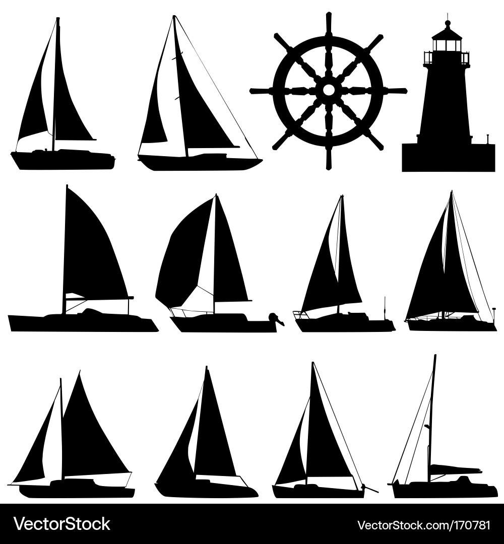 Sailing Ship Silhouettes Vector Image