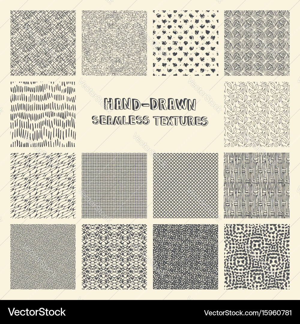 Set of hand drawn marker and ink patterns vector image