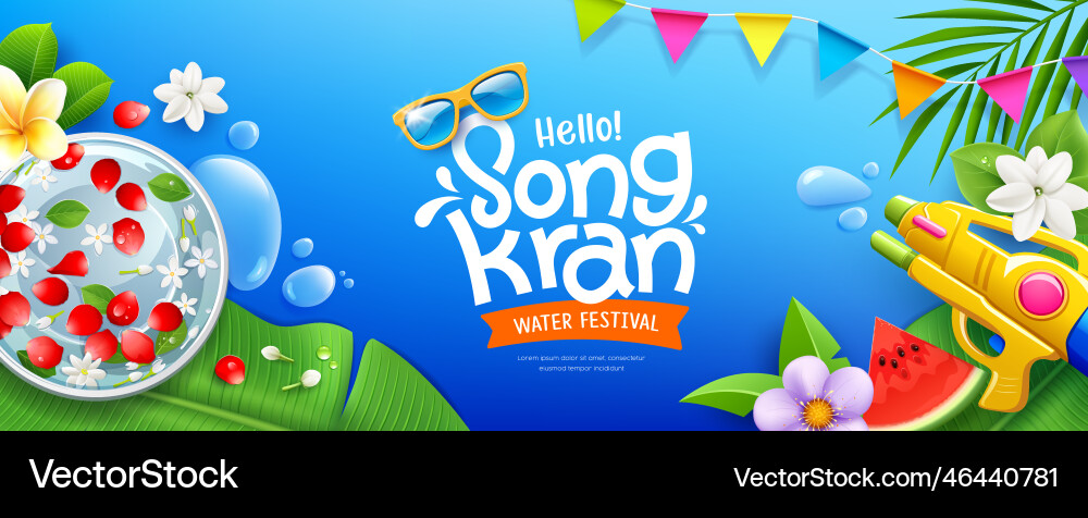 Songkran water festival thailand fun banner design Songkran water festival thailand fun banner design vector image