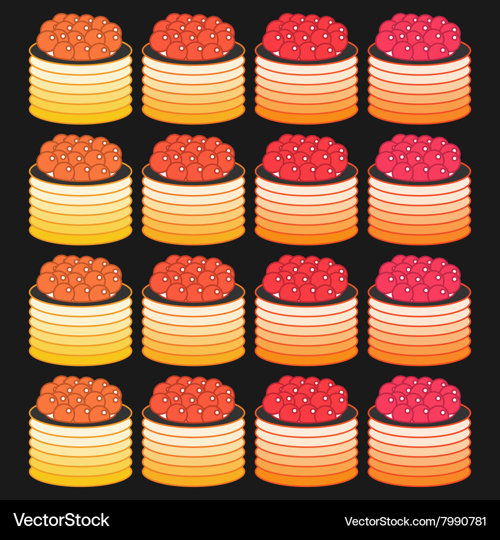 Sushi pattern on dark background flat style Vector Image
