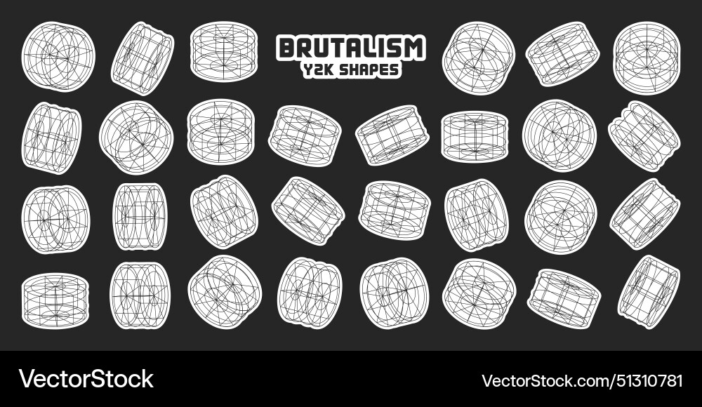 Wireframe lined shapes perspective mesh 3d grid vector image