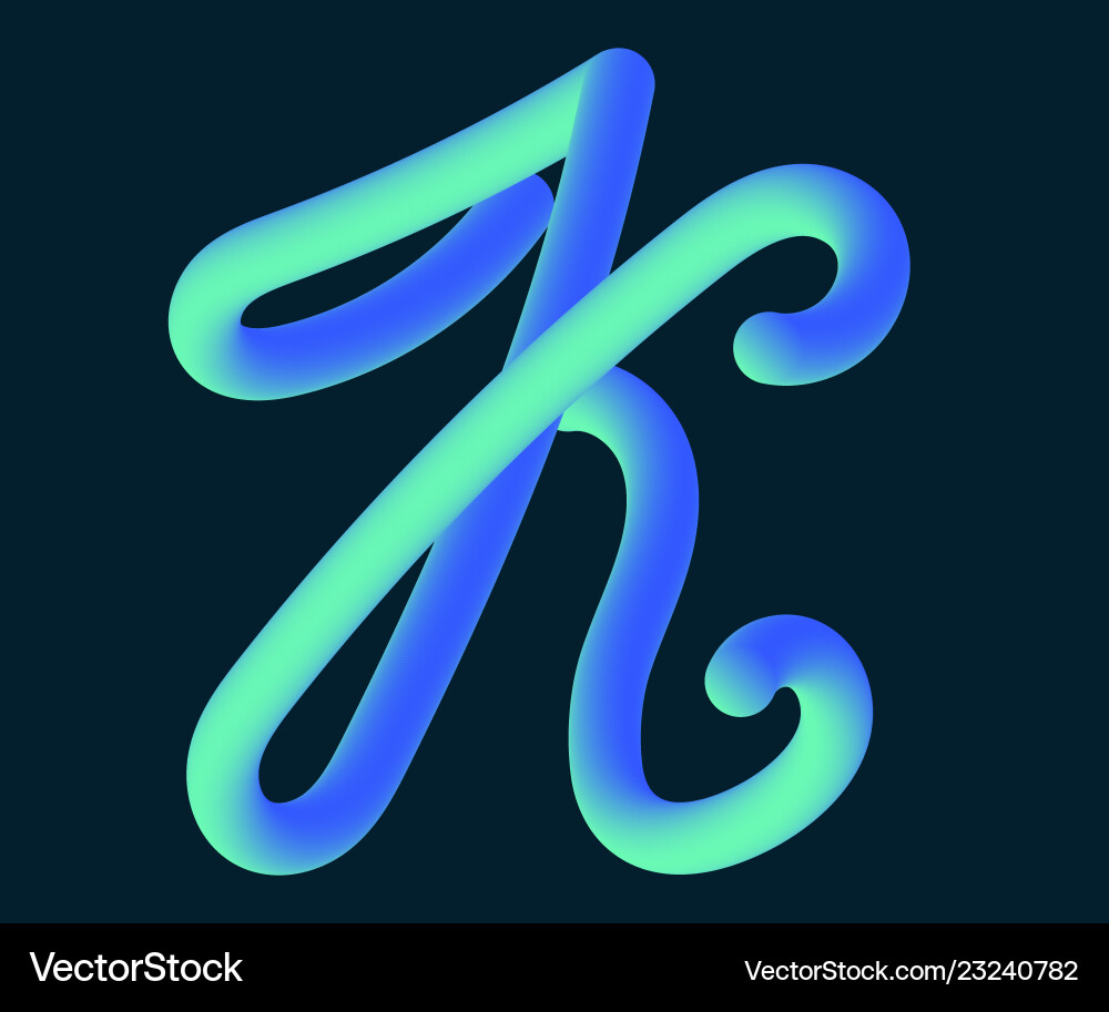 3d tube of the letter k Vector Image