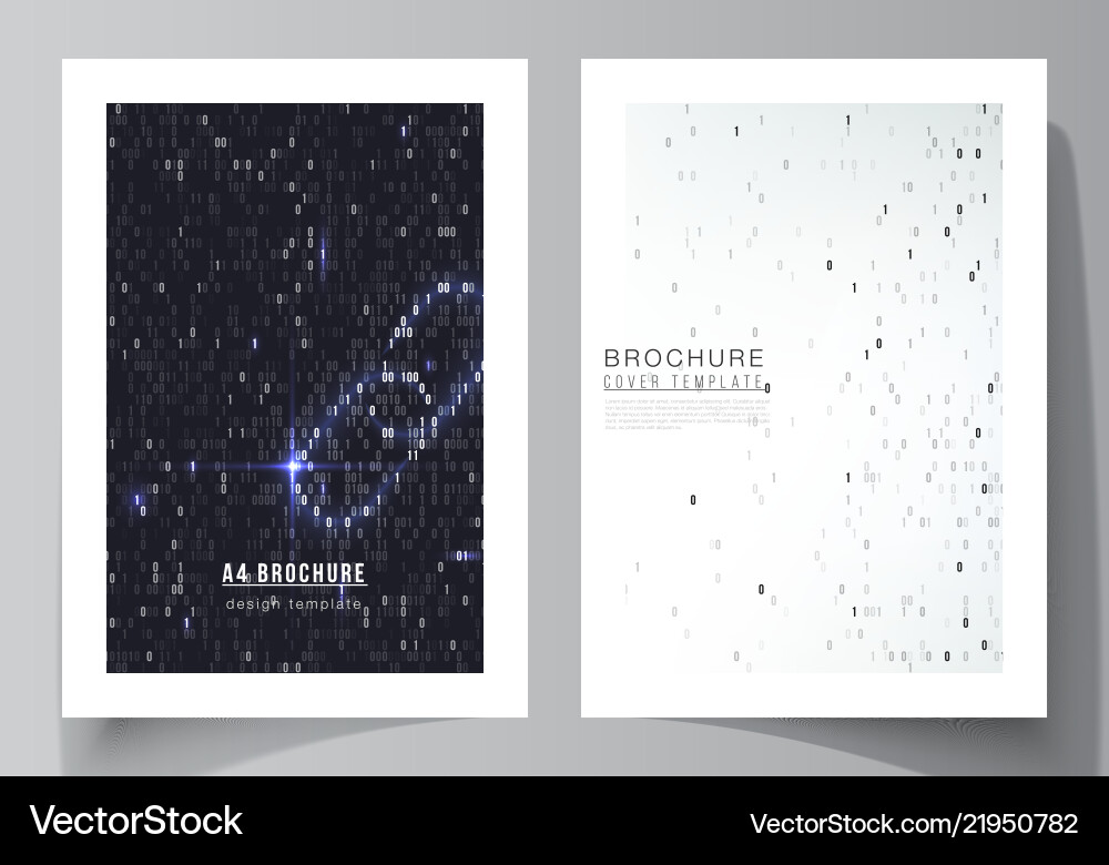 A4 Cover Mockups - Binary Code vector image