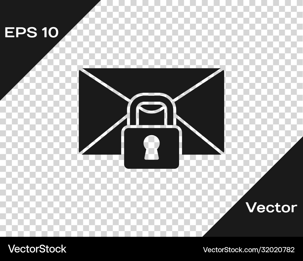 Black mail message lock password icon isolated Vector Image