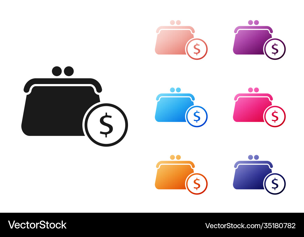 Black wallet with coins icon isolated on white Black wallet with coins icon isolated on white vector image