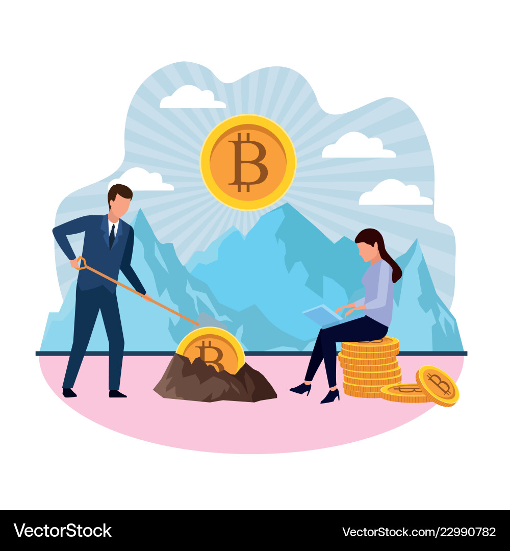 Digital mining bitcoin Digital mining bitcoin vector image