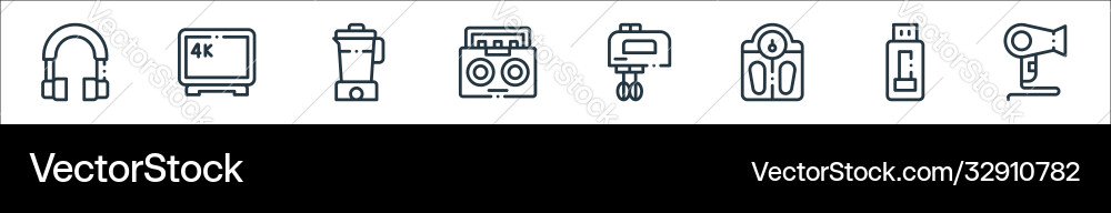 Electronic devices line icons linear set quality Electronic devices line icons linear set quality vector image