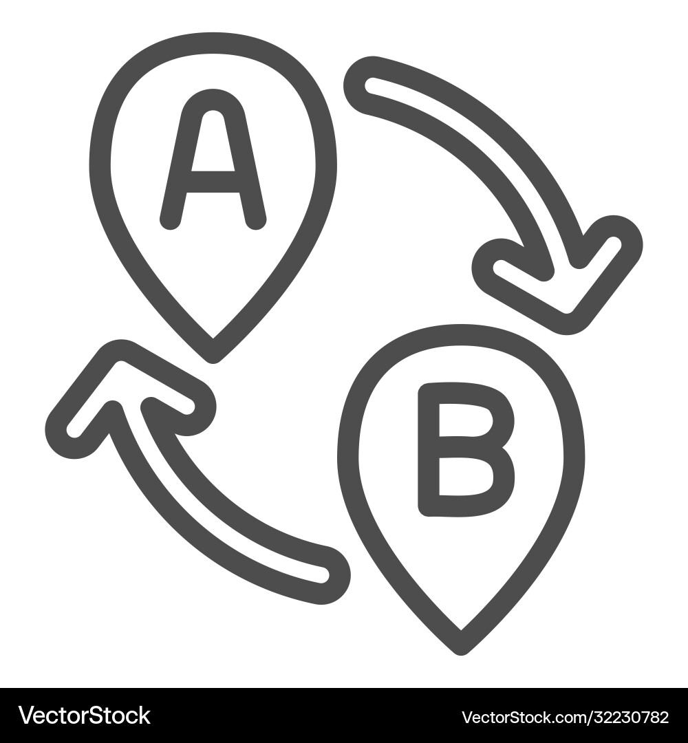 From point a to b line icon navigation From point a to b line icon navigation vector image