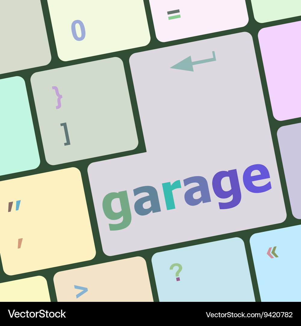 Garage button on computer pc keyboard key Vector Image