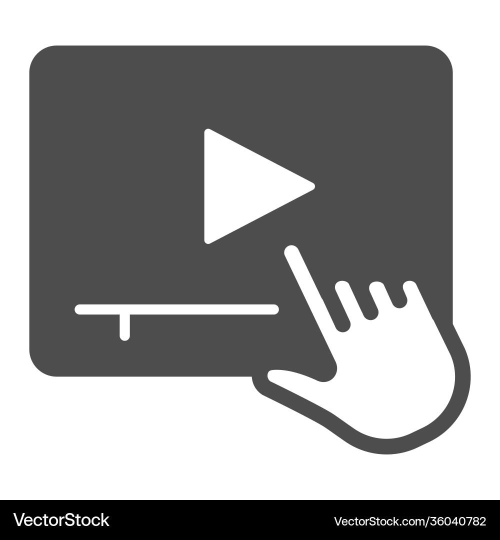 Hand pointer select video solid icon online Hand pointer select video solid icon online vector image