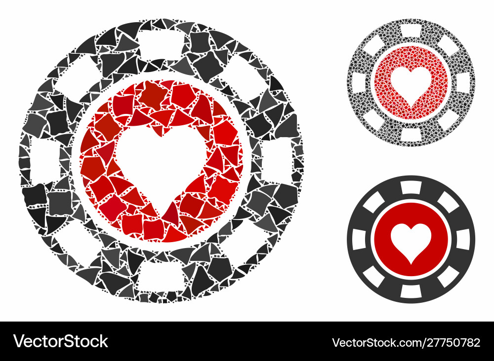 Hearts casino chip mosaic icon joggly elements Hearts casino chip mosaic icon joggly elements vector image